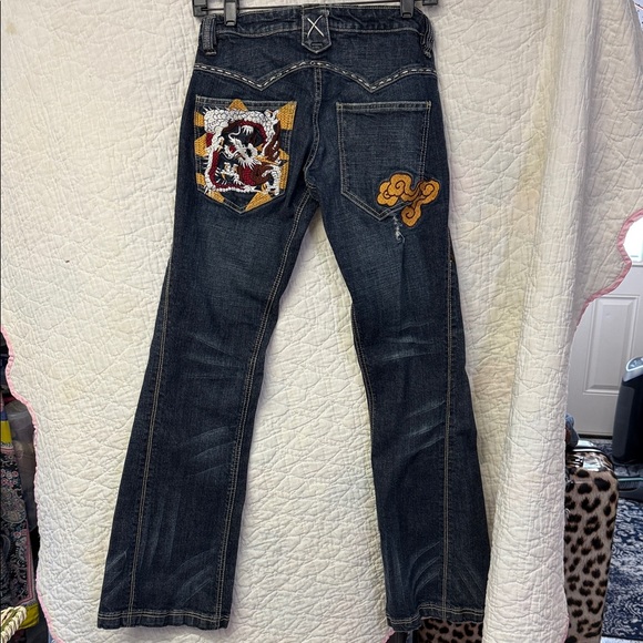 Women’s Dark Wash Yag Embroidered Dragon Jeans – Size 5 - Picture 1 of 8